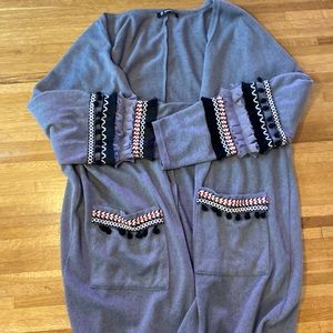 Detailed long length cardigan